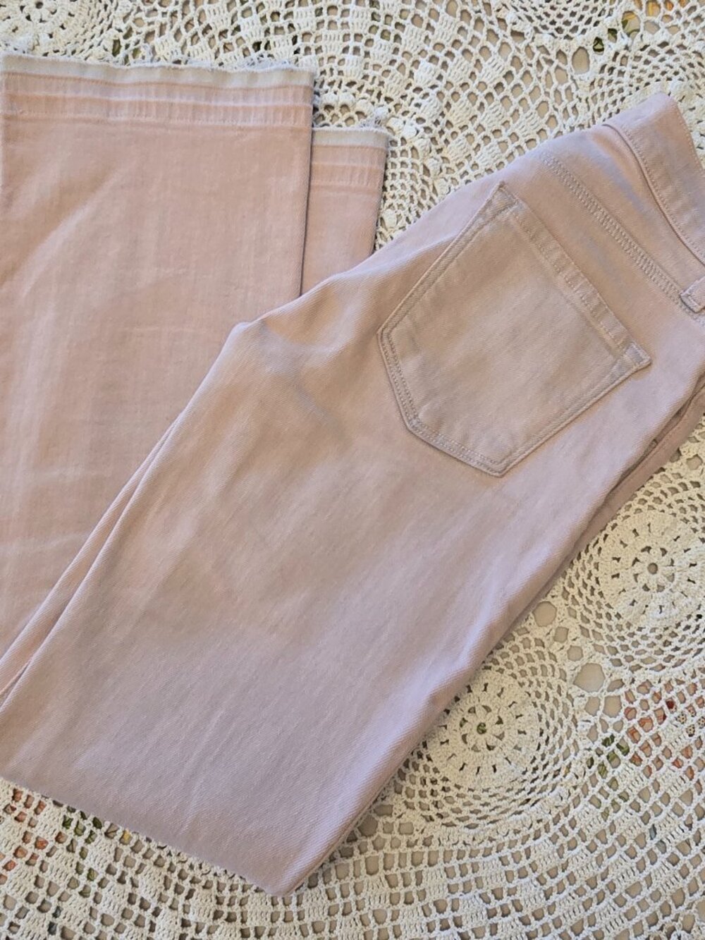 J Brand Blush Pink Jeans Size 23 Stretch Slim Straight Raw Hem USA Made